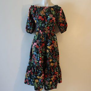 Womens Cara Cara Black/Multi Floral Midi Dress S*